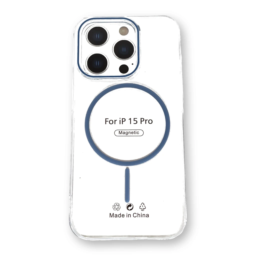 Funda transparente con MagSafe iPhone 15 Pro Azul