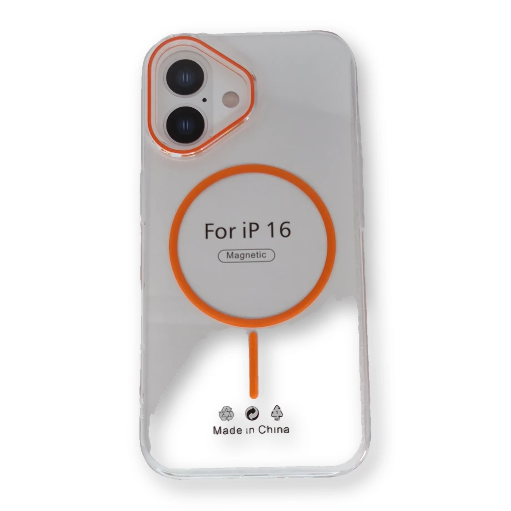 Funda transparente con MagSafe iPhone 16 Naranja
