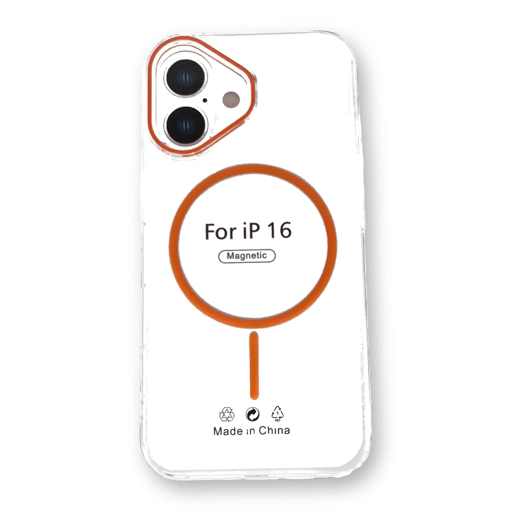 Funda transparente con MagSafe iPhone 16 Naranja