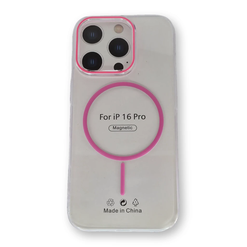 Funda transparente con MagSafe iPhone 16 Pro Rosa