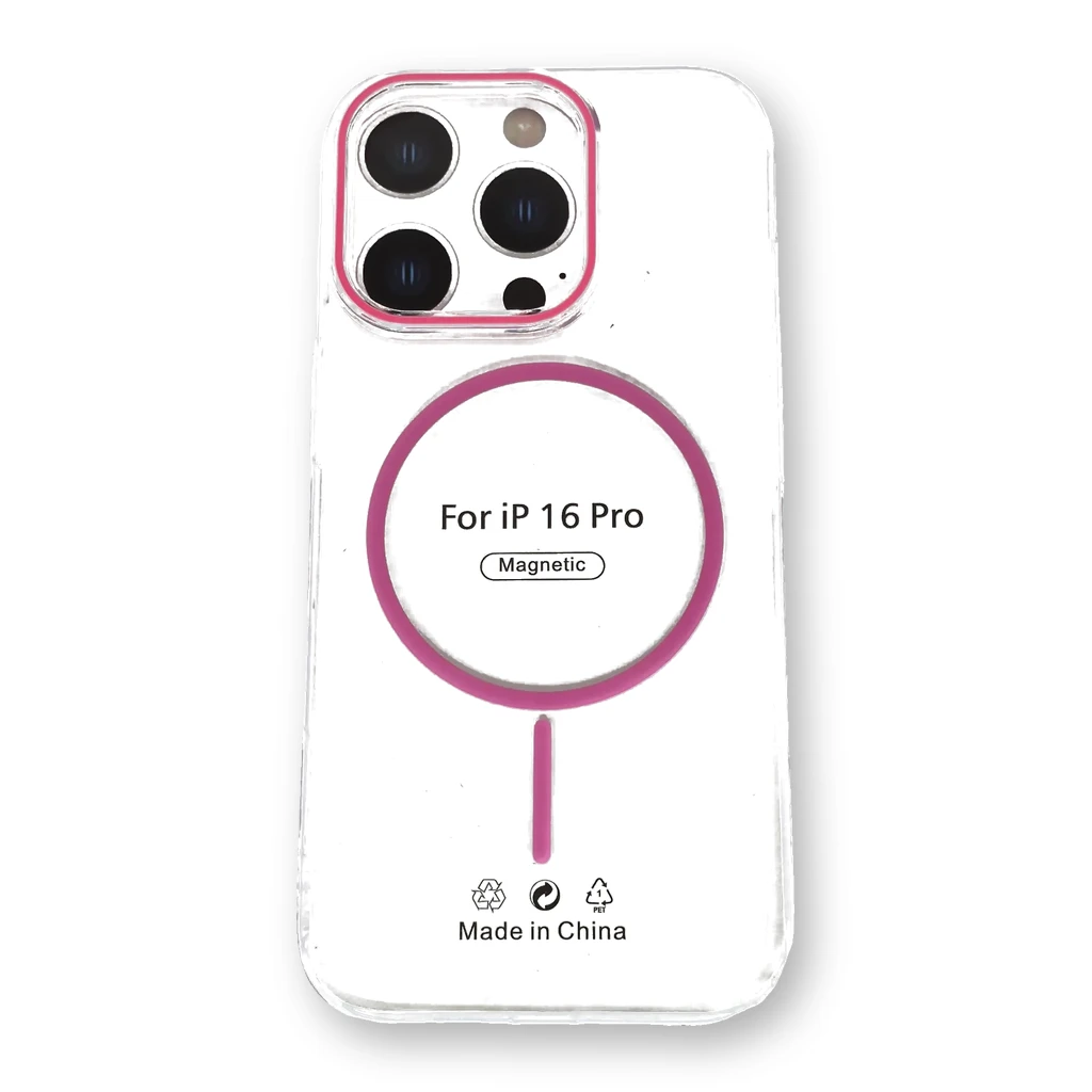 Funda transparente con MagSafe iPhone 16 Pro Rosa