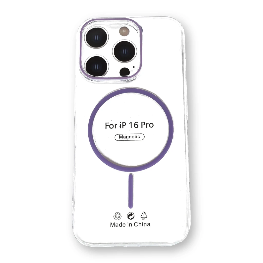 Funda transparente con MagSafe iPhone 16 Pro Morada