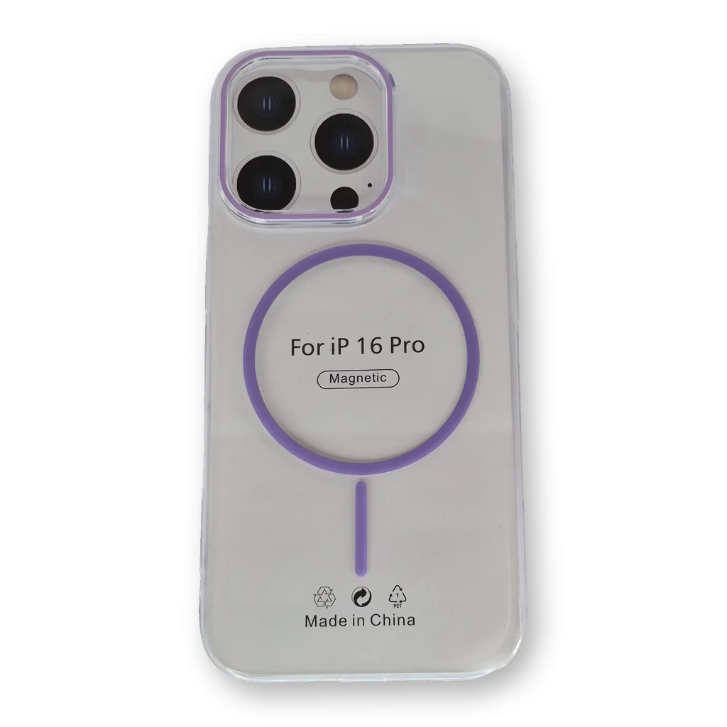 Funda transparente con MagSafe iPhone 16 Pro Morada