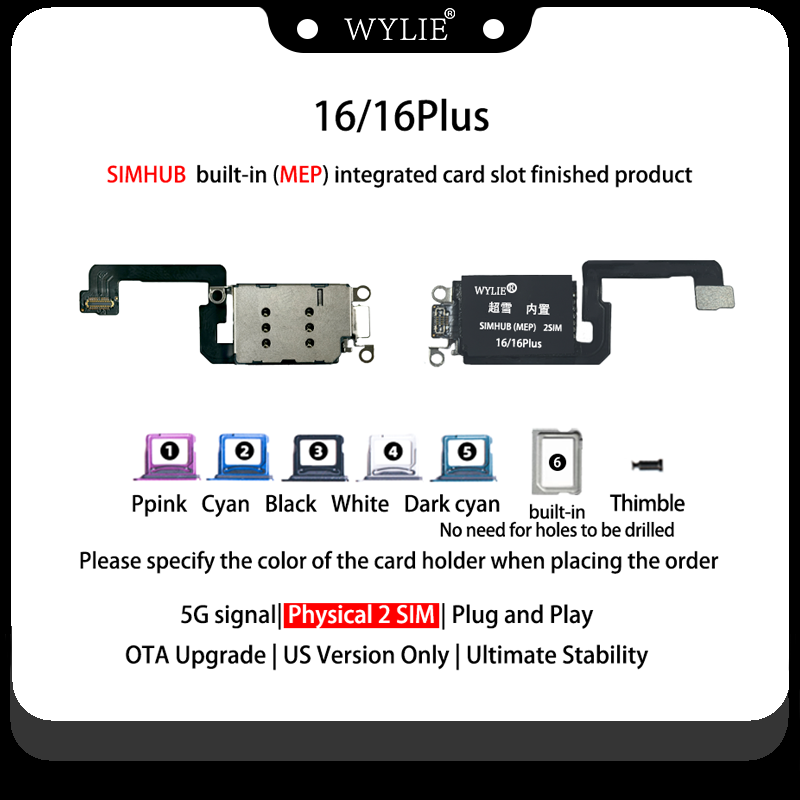 Nuevo adaptador MEP iPhone 16 / 16 Plus Doble SIM Física Negra