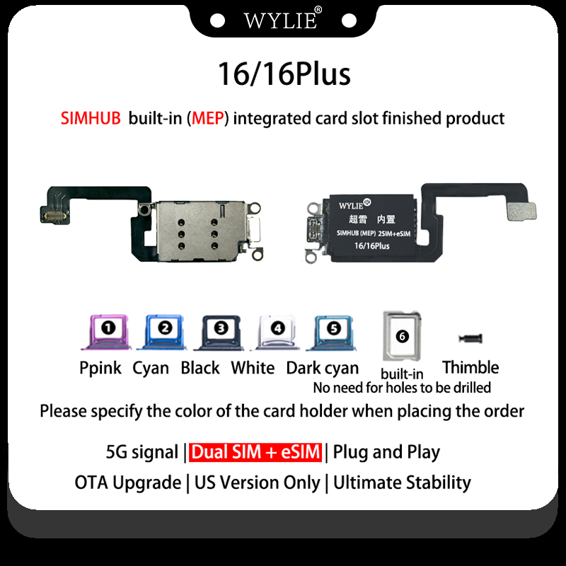 Nuevo adaptador MEP iPhone 16 / 16 Plus doble SIM Física + eSIM Negra