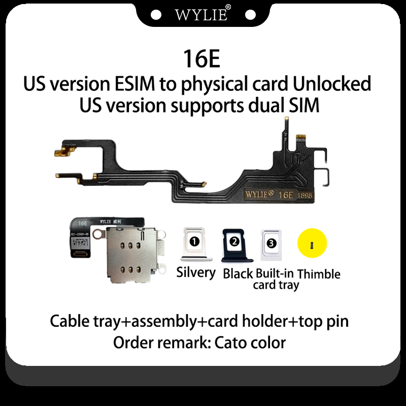 Nuevo adaptador MEP iPhone 16E Versión EE.UU. de eSIM Sin Bloqueo a SIM Física Negra