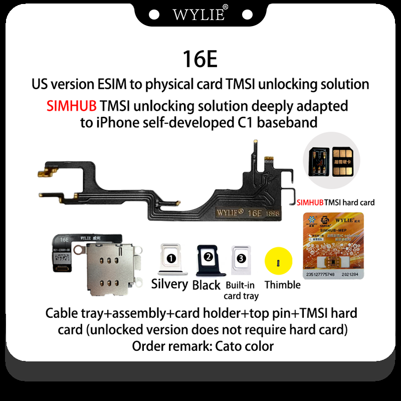 Nuevo adaptador MEP iPhone 16E Versión EE.UU.: de eSIM a SIM Física TMSI Negra