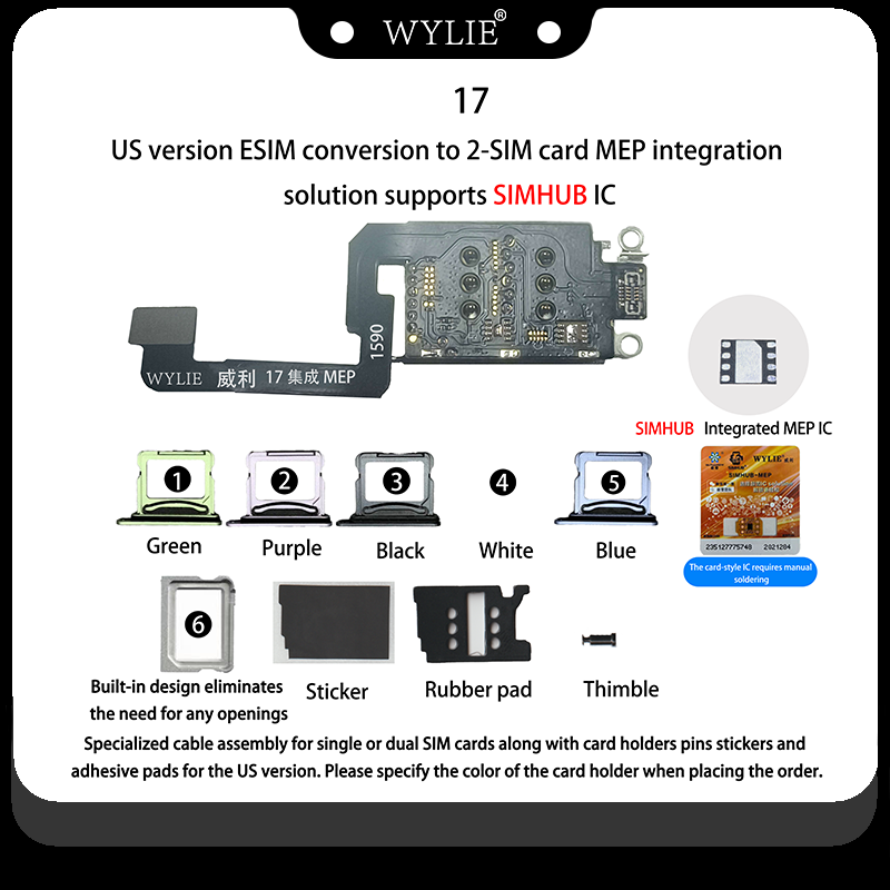 Nuevo adaptador MEP iPhone 17 versión EE.UU. de eSIM a Doble SIM Física Negra