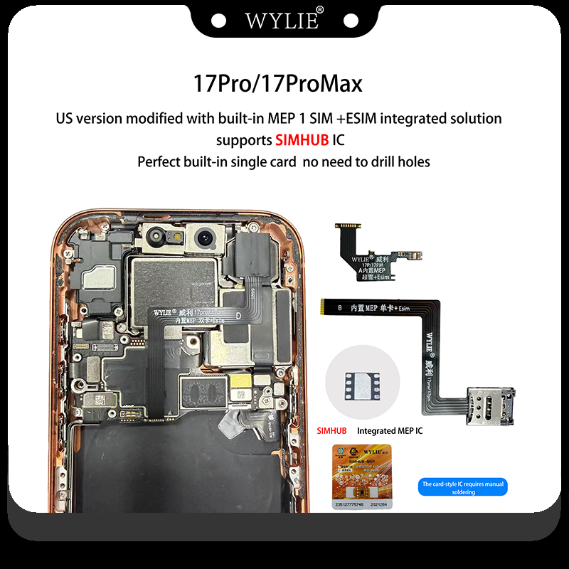 Nuevo adaptador MEP iPhone 17 Pro / 17 Pro Max Versión EE.UU. MEP Interno SIM Sencilla + eSIM