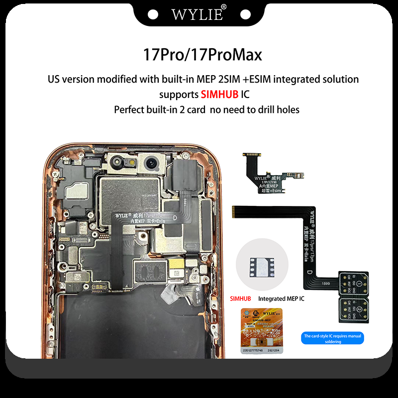 Nuevo adaptador MEP iPhone 17 Pro / 17 Pro Max Versión EE.UU. MEP Interno Doble SIM + eSIM